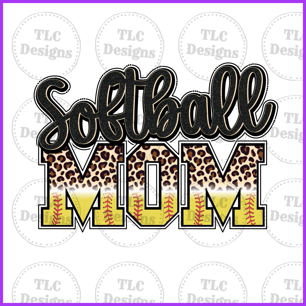 Softball Mom With Leopard Full Color Transfers