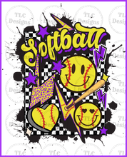 Load image into Gallery viewer, Softball Purple Bolt With Free Pocket Full Color Transfers
