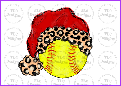 Softball With Leopard Hat Full Color Transfers