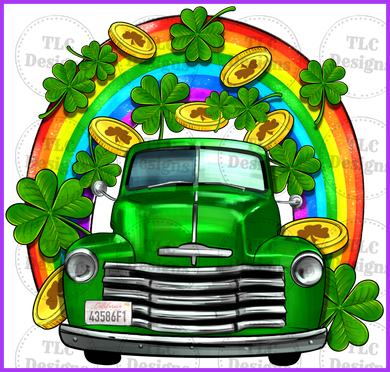 St. Patricks Shamrock Gold Rainbow Truck Full Color Transfers