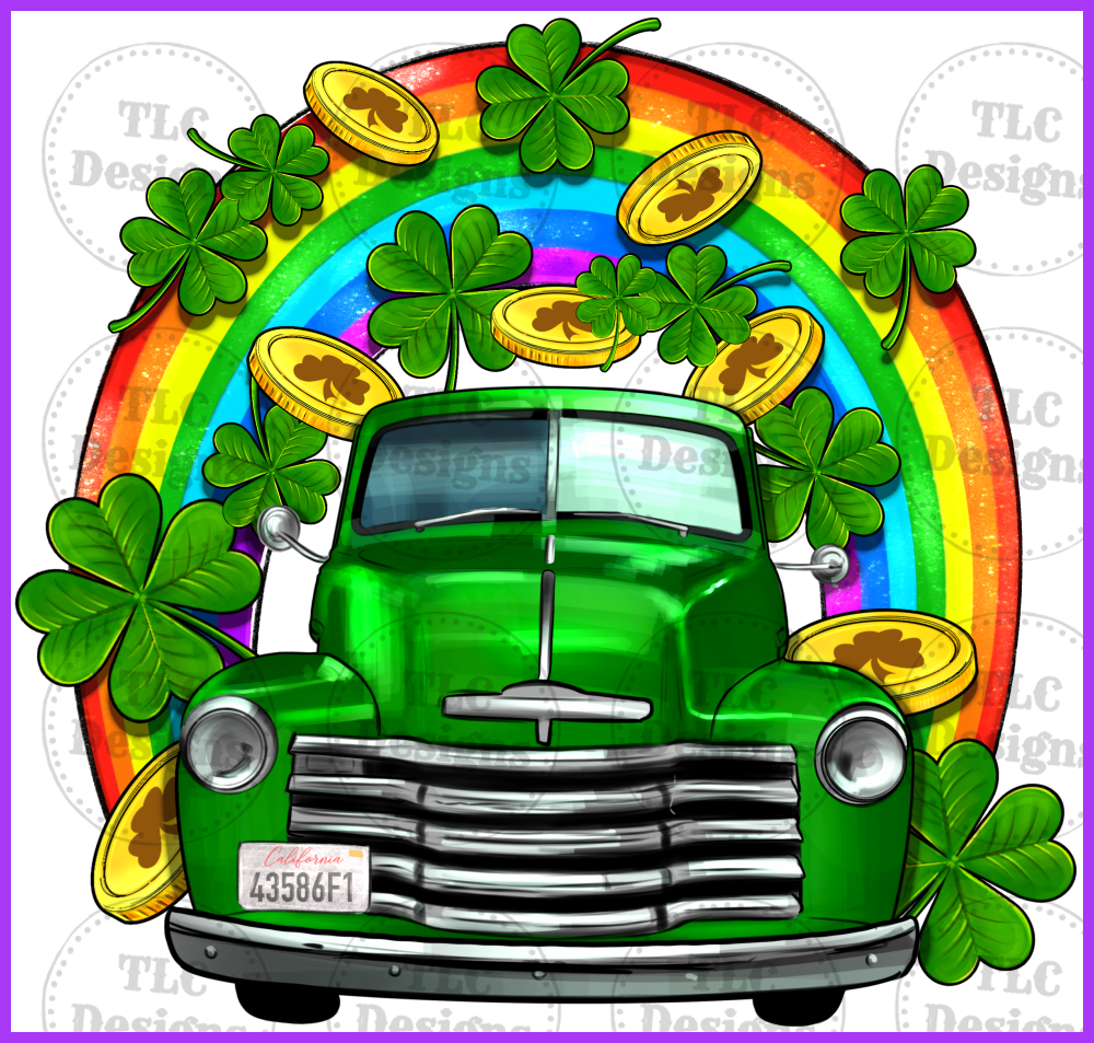 St. Patricks Shamrock Gold Rainbow Truck Full Color Transfers