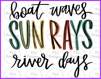 Sun Rays River Days Full Color Transfers