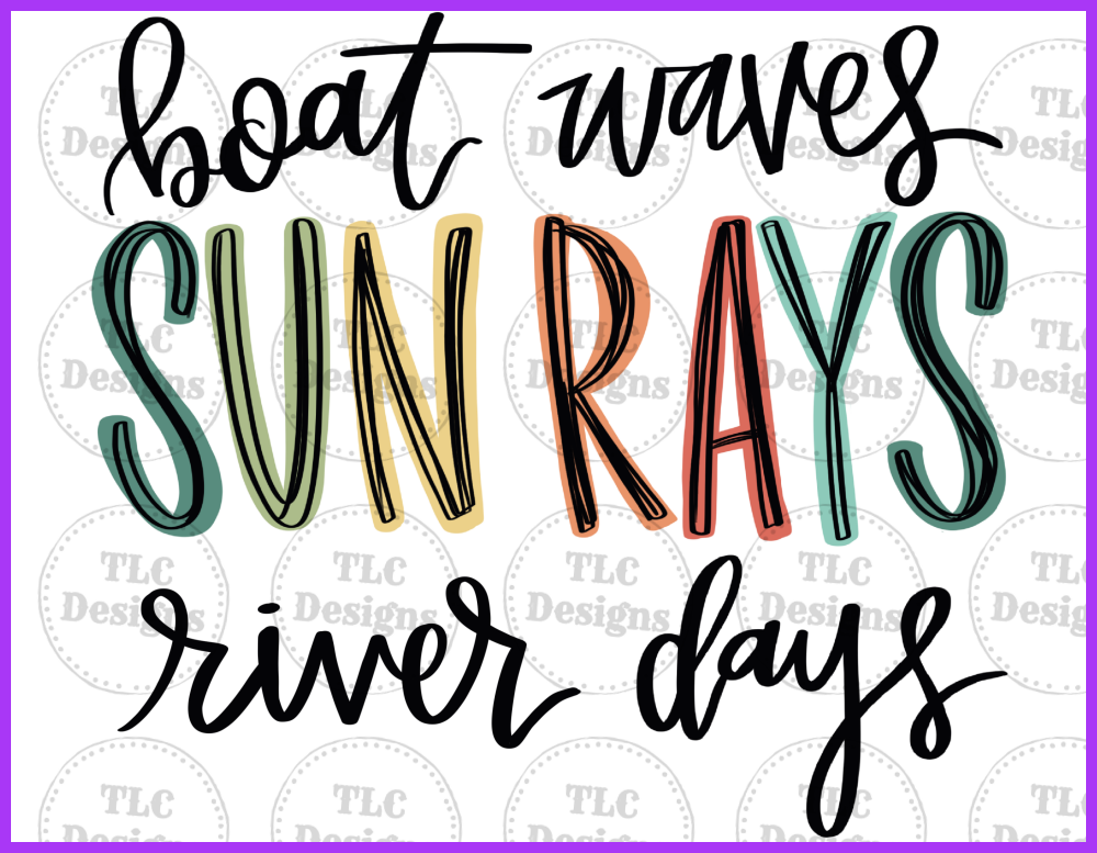 Sun Rays River Days Full Color Transfers