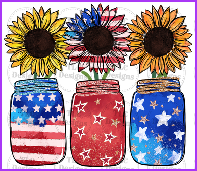 Sunflower Mason Jars Full Color Transfers