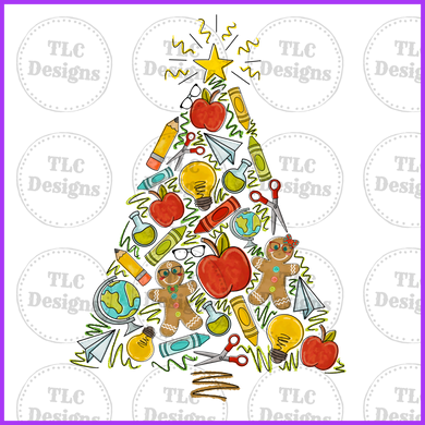 Teacher Christmas Tree Full Color Transfers