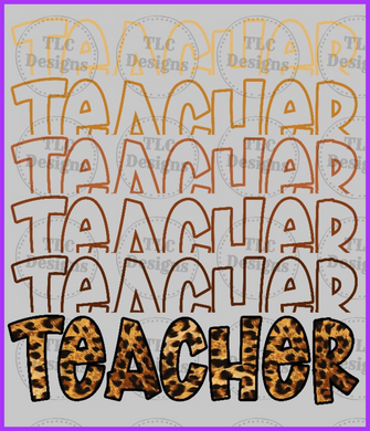 Teacher Leopard Stacked Outlines- Can Make Other Jobs Full Color Transfers