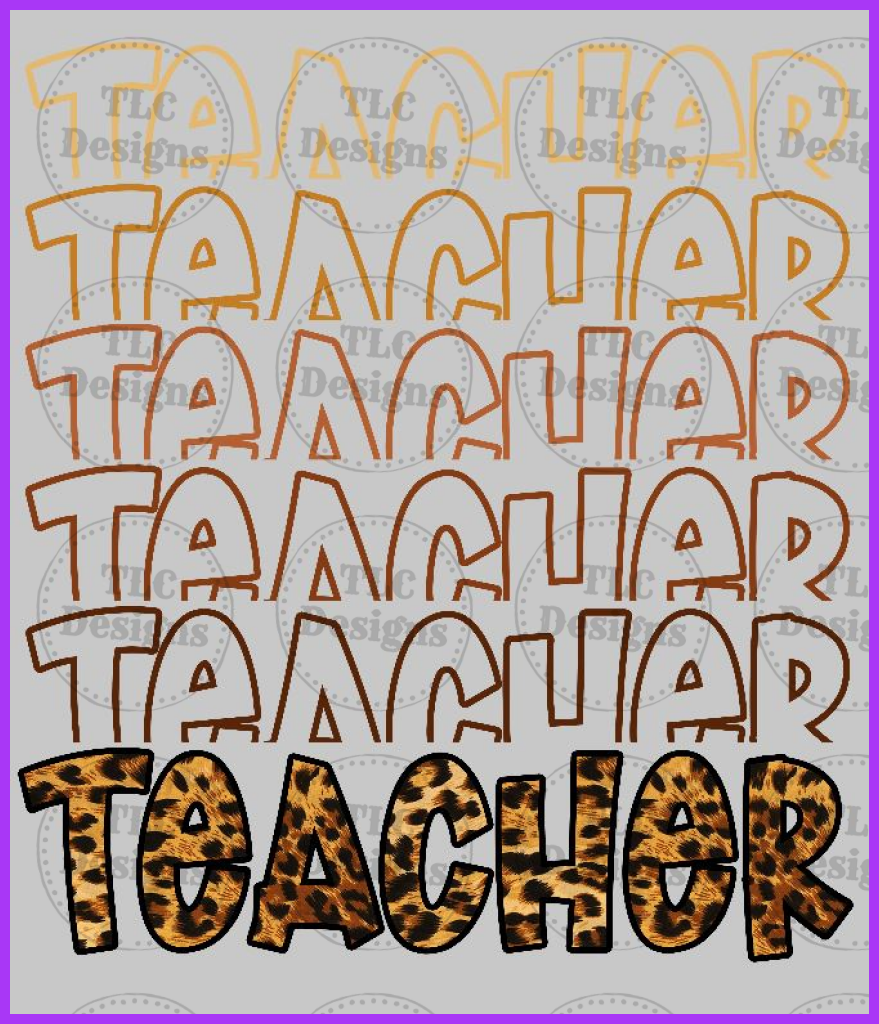 Teacher Leopard Stacked Outlines- Can Make Other Jobs Full Color Transfers