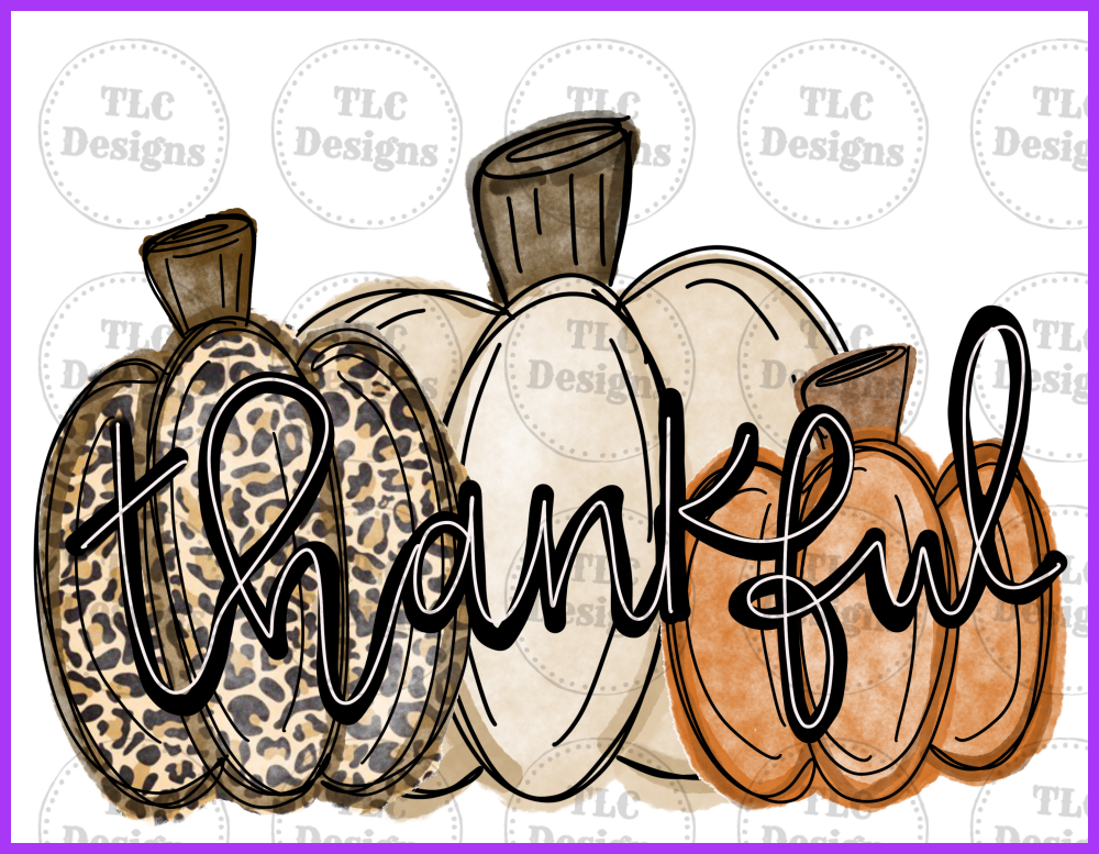 Thankful Pumpkins With Leopard Full Color Transfers