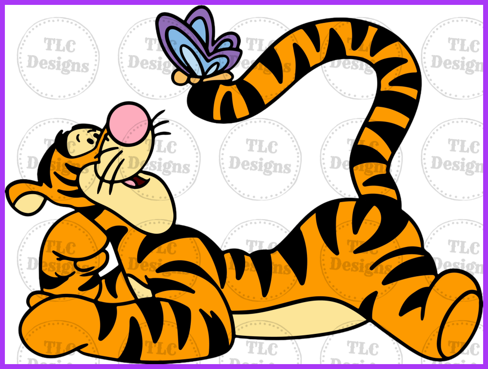 Tiger With Butterfly Full Color Transfers