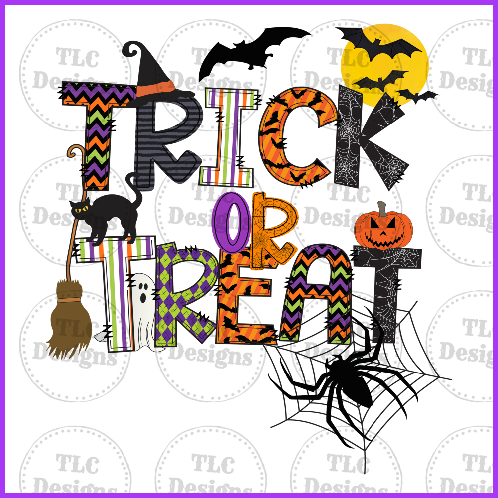 Trick Or Treat Halloween Letters Full Color Transfers
