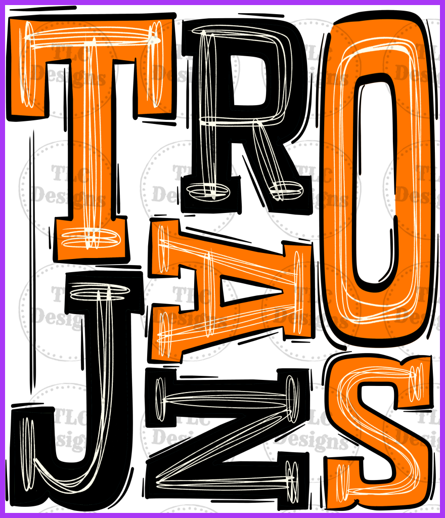 Trojans Orange And Black Full Color Transfers