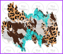 Load image into Gallery viewer, Turquoise Leopard Patches Full Color Transfers
