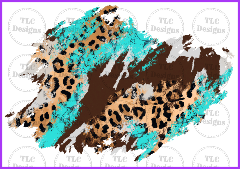 Turquoise Leopard Patches Full Color Transfers