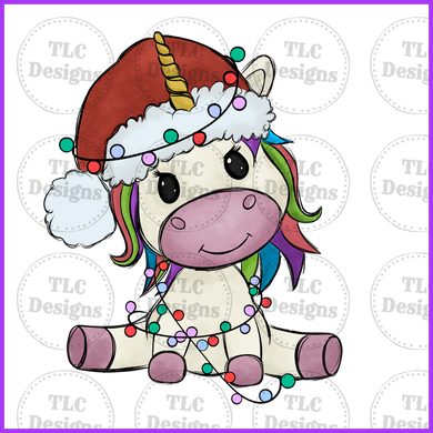 Unicorn With Santa Hat Full Color Transfers