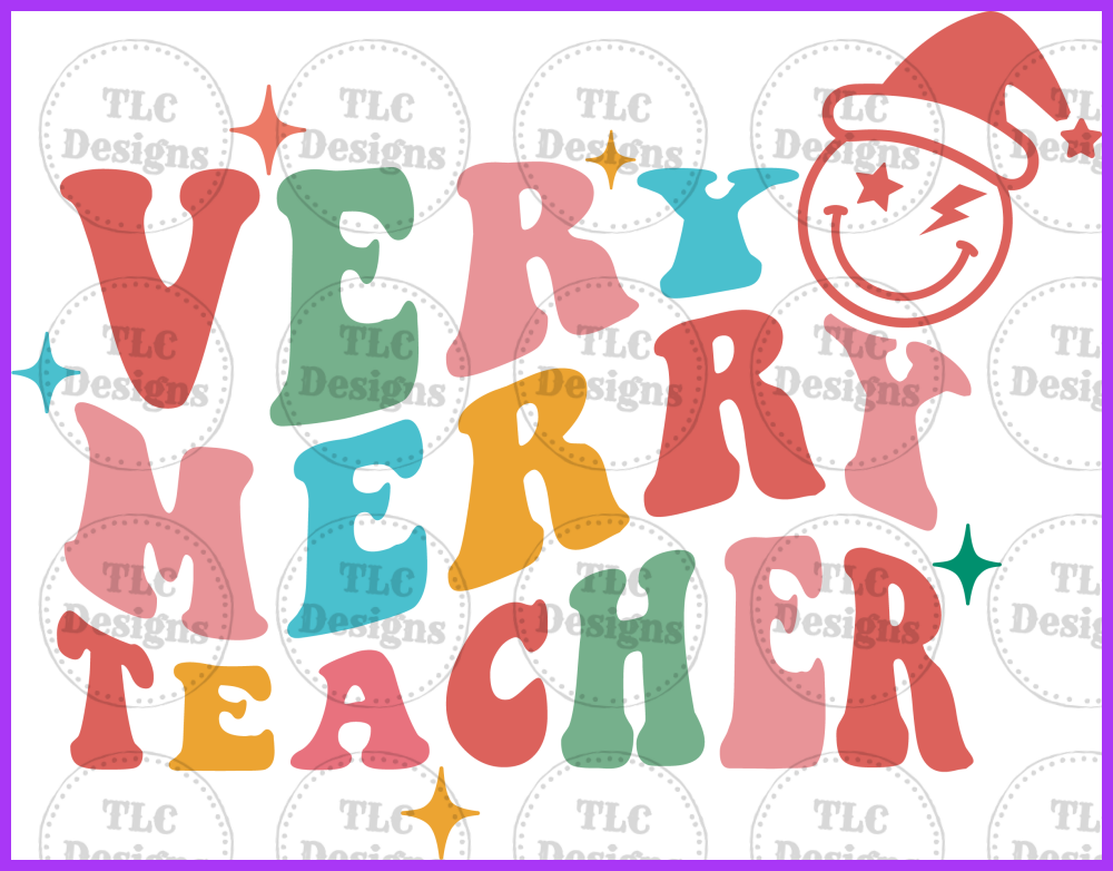 Very Merry Teacher Full Color Transfers