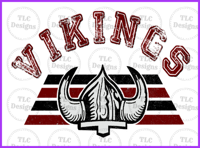 Vikings Retro Dark Red And Black Design Only