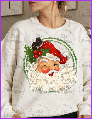 Vintage Santa With Holly Full Color Transfers