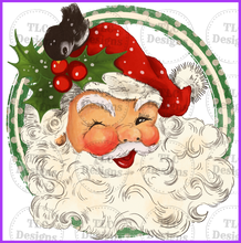 Load image into Gallery viewer, Vintage Santa With Holly Full Color Transfers
