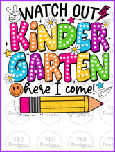 Load image into Gallery viewer, Watch Out Bright Colors- Kindergarten Full Color Transfers
