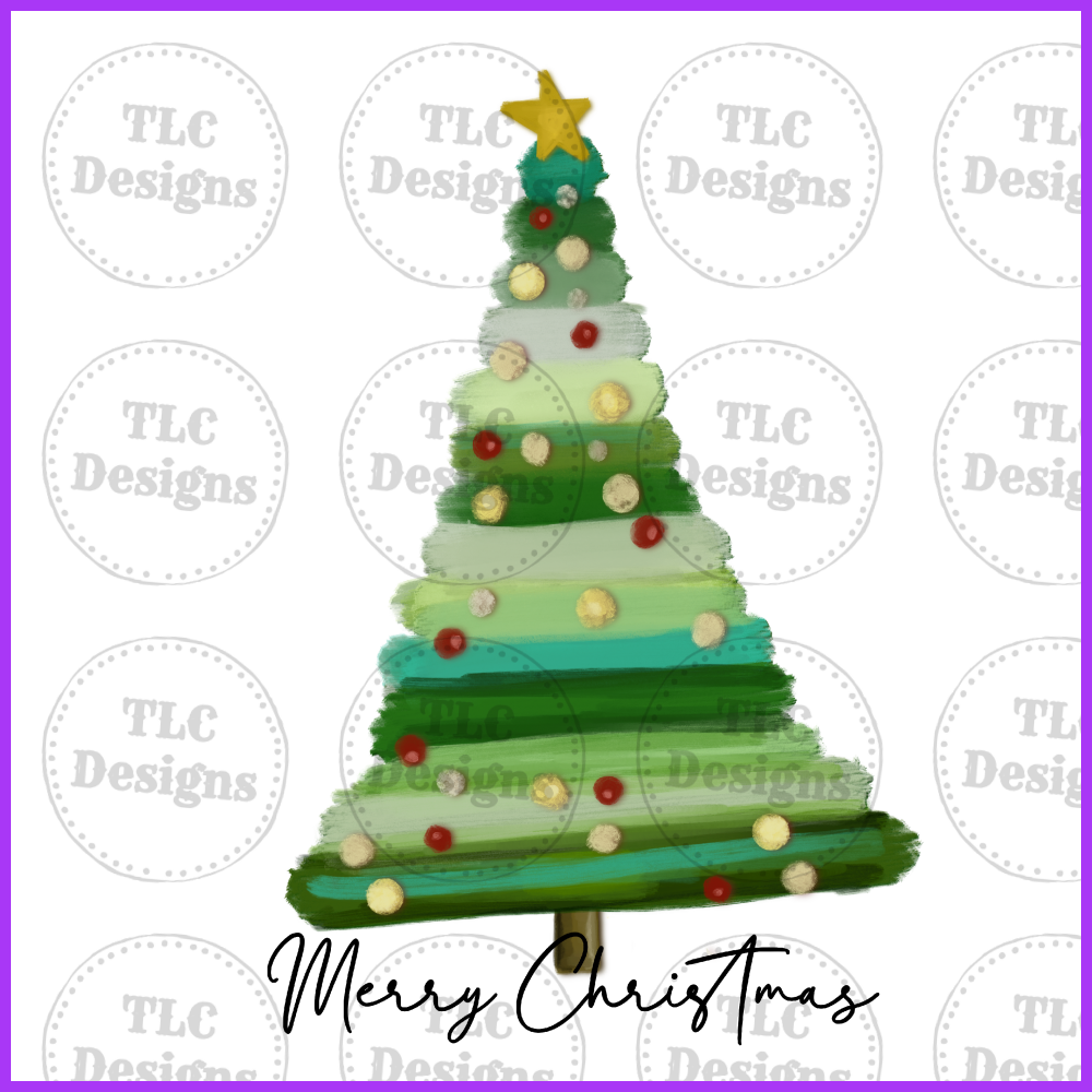 Watercolor Christmas Tree Full Color Transfers