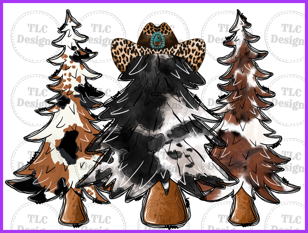 Western Cowhide Tree Full Color Transfers
