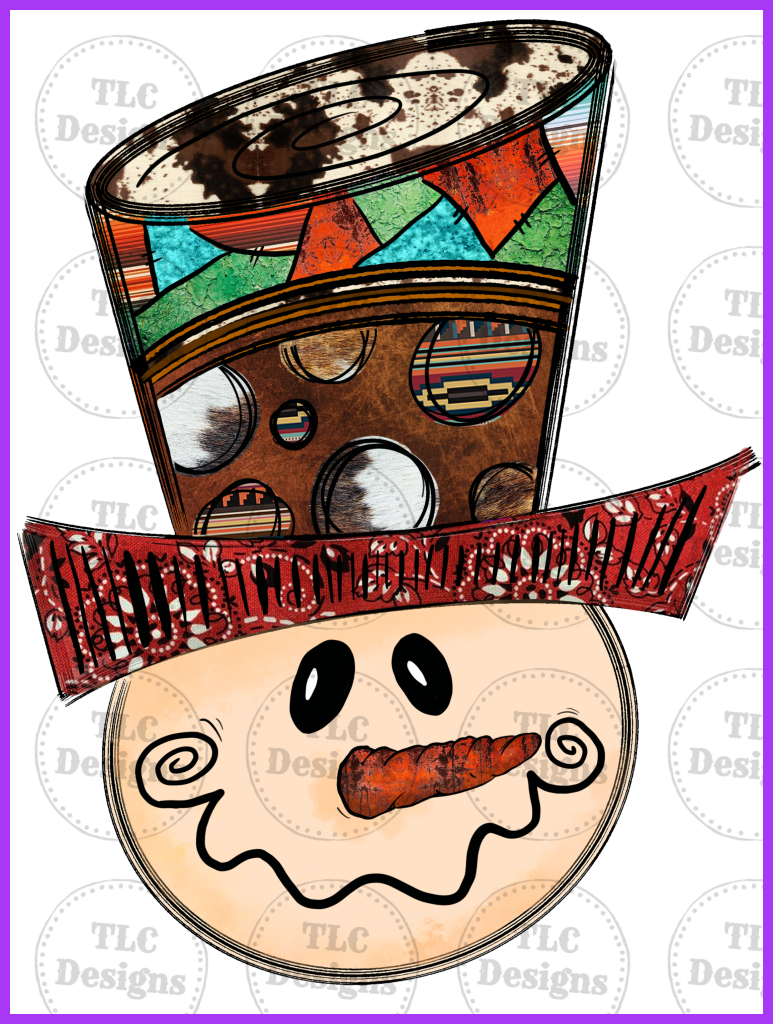 Western Snowman Full Color Transfers