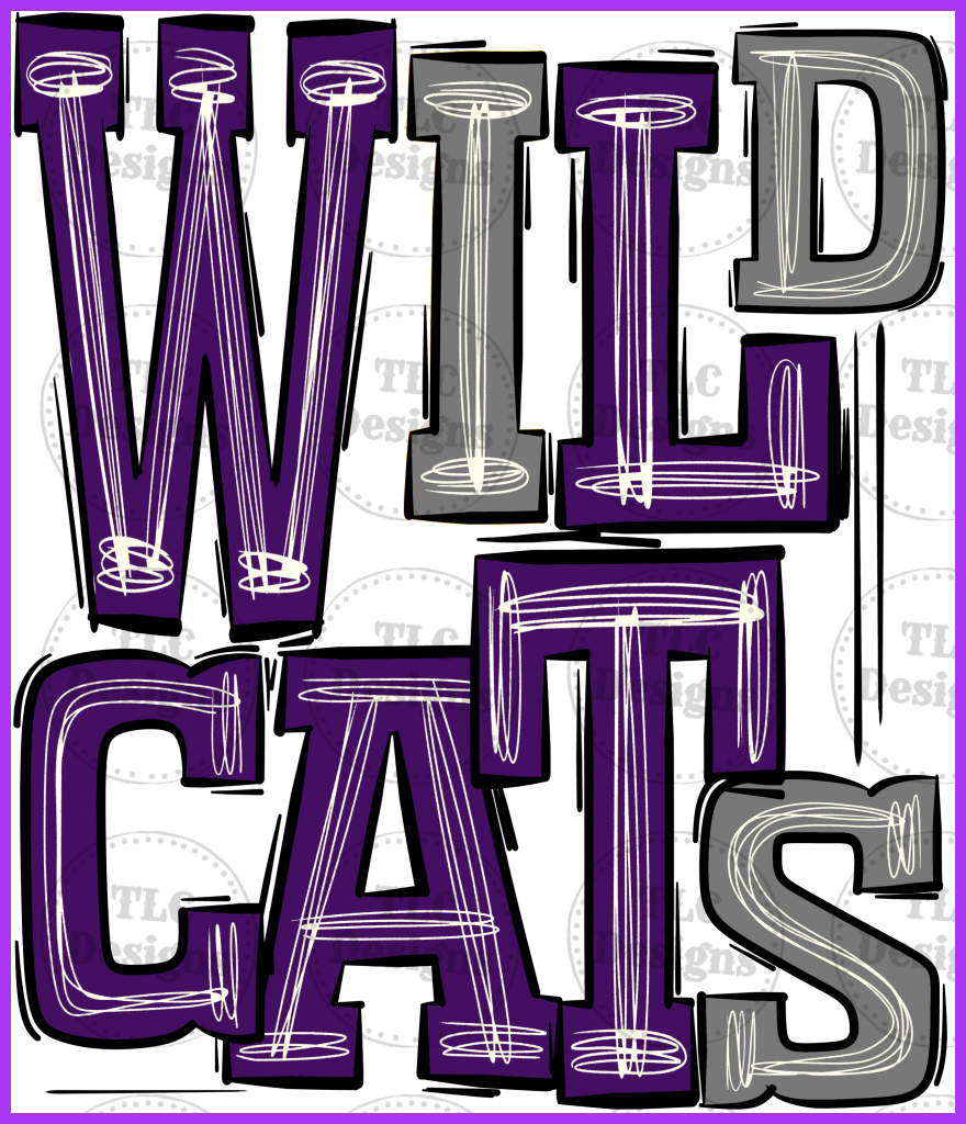 Wildcats Purple Gray Full Color Transfers
