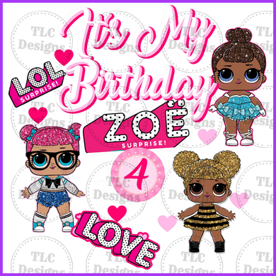 Zoe Birthday Full Color Transfers