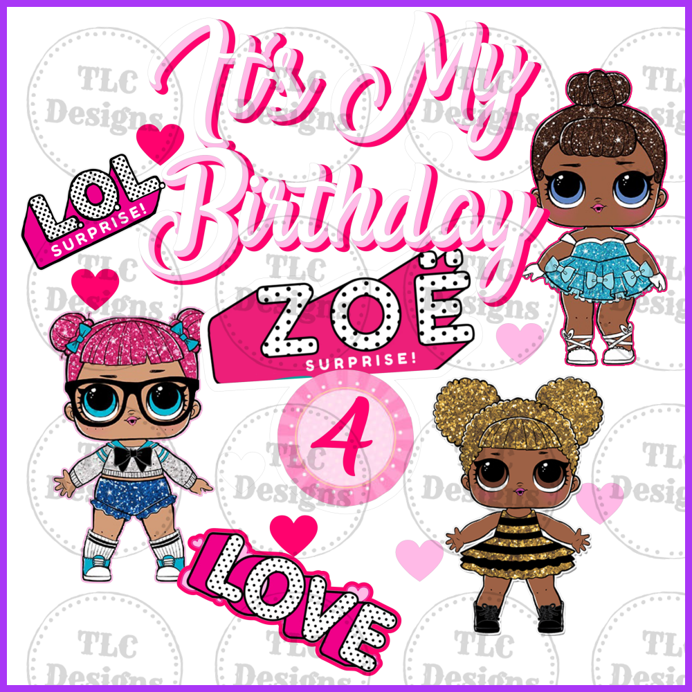 Zoe Birthday Full Color Transfers